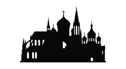 Cathedral silhouette against a white background architectural landmark depiction © Nazrul