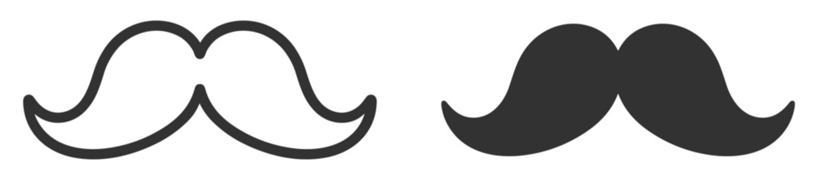 mustache icons vector set of outlined and filled facial hair symbols on transparent background