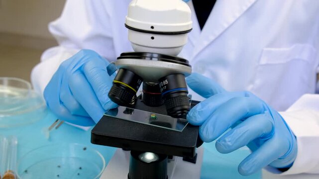 The tick laboratory is conducting an analysis. Selective focus.