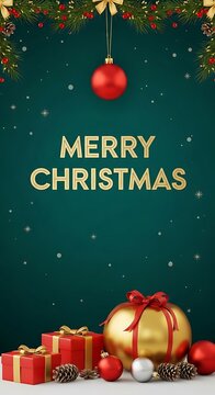Festive christmas background with ornaments and gifts for holiday marketing