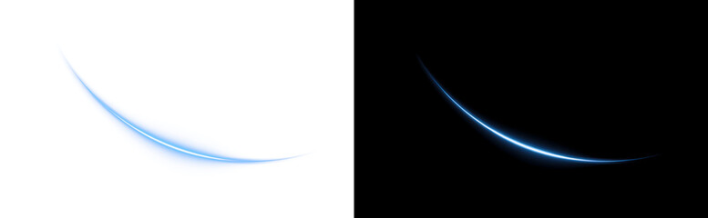 Swirl of glowing blue light with a magical shimmering effect on a transparent background. Abstract energy trail with a glowing motion effect and a fantastical atmosphere. PNG overlay. © lolita PnG