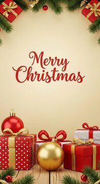 Festive christmas gifts and ornaments holiday season greeting card design