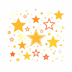 Obraz premium Golden and Orange Stars Scattered on White Background