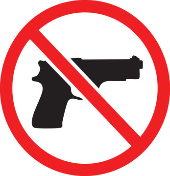 No guns sign a flat vector illustration of a handgun in a red prohibition circle perfect for safety warnings and restricted area signage