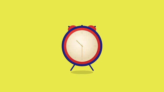 Animated Alarm Clock on Yellow Background for Time Management