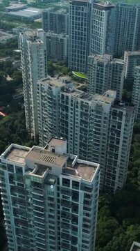Explore urban life in a city in China with aerial views and buildings