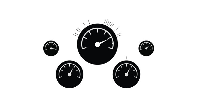 black and white speedometer gauges dashboard