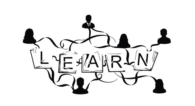 Education concept with learn word and people icons