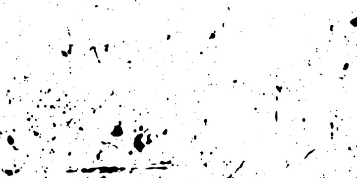 A black ink splat and splash design creates a textured grunge pattern with paint drops and liquid splatter art on a light background