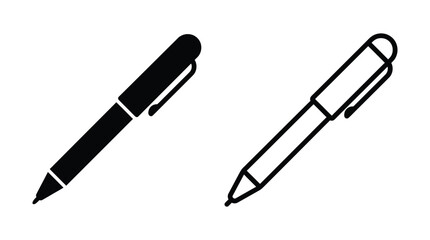 Fototapeta premium Ballpoint Pen Silhouette On White Background Minimalist Design