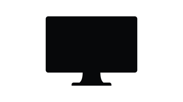 Computer monitor silhouette on a white background flat graphic design