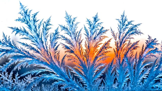 Ice crystal patterns on glass