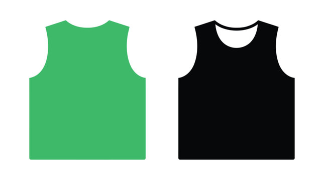 Sleeveless athletic shirt flat vector illustration in green and black
