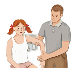Fototapeta premium Professional physiotherapist performing rehabilitation treatment on female patient.