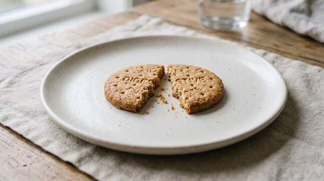 Broken Digestive Biscuit on a Plate