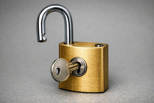 A golden padlock with two keys attached, often used for securing or locking something