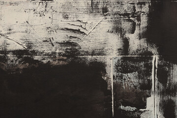 Fototapeta premium Torn, ripped crumble paper pieces collage. Art painting Poster wall. Abstract grunge dirty black and white texture background.