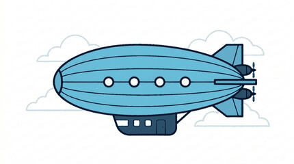 Zeppelin flat vector illustration cute cartoon icon design © firehide
