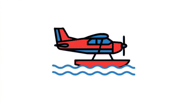 Seaplane flat vector illustration cute cartoon icon design