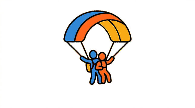 Tandem Parachute flat vector illustration cute cartoon icon design