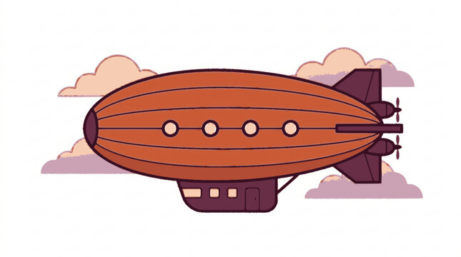 Zeppelin flat vector illustration cute cartoon icon design