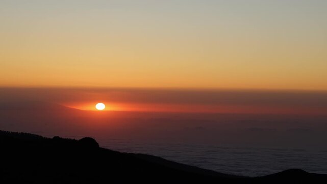 Sunset above the cloud sea in Teide National Park Tenerife