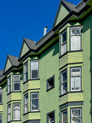Obraz premium Green Victorian apartments on Alamo square, San Francisco in winter 