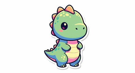 Obraz premium Cute cartoon baby dinosaur illustration.