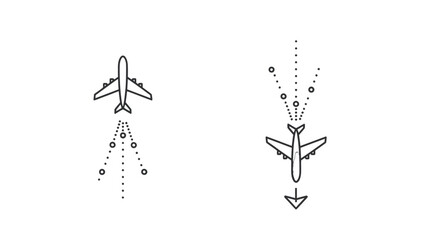 Airplane flight paths and trajectories illustration. © Grangger