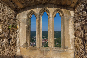 Fototapeta premium Gothic window overlooking Bad Urach