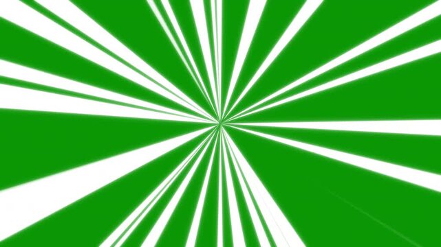 White fast speed lines isolated on green screen background, fast spinning cartoon action zoom rays, radial dynamic comic light speed lines in flash action concept, 4k loop