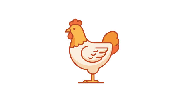Cute Cartoon Chicken Illustration on White Background