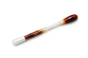 Fototapeta premium A detailed view of a pipe on a white background, suitable for use in illustrations or designs where industrial or mechanical elements are featured