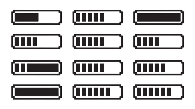 Loading Bars Pixel Art Progress Preloader Icons Set