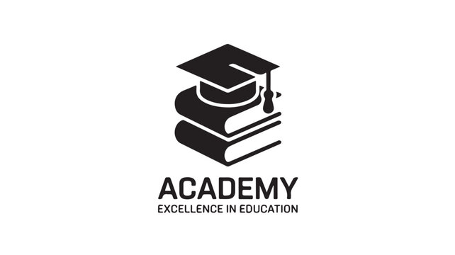 Education Vector Logo with Stacked Books and Graduation Cap Academic Emblem Design