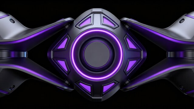 Futuristic mechanical device with purple lights