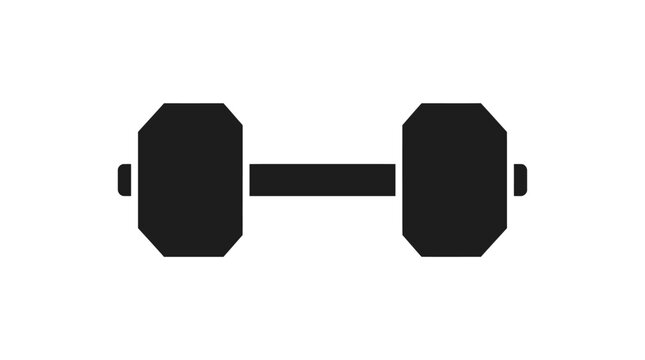 Black dumbbell silhouette on a white background fitness equipment graphic