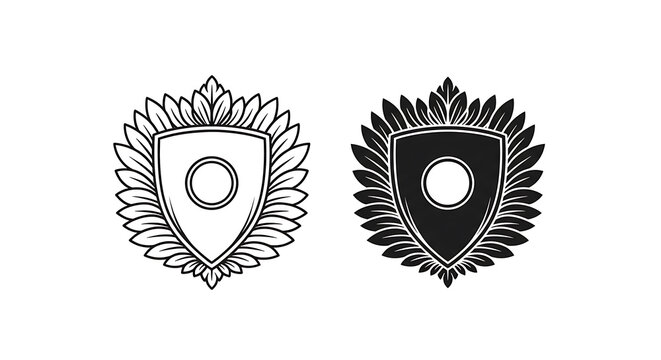 Black and white of stylized sun and moon faces with spiky rays