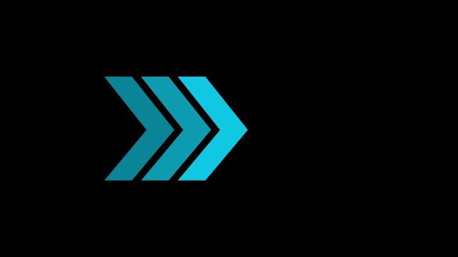 Right-directional arrow loop animation. Animated arrows for the overlay video layer. Business investment to success.