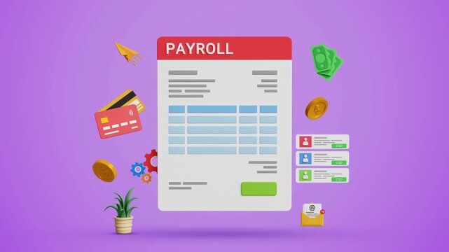 Payroll Management System. Salary Slip, Employee Compensation, HR Software, Wage Calculation, Pay Slip Processing, Fintech, Workforce Administration. Payroll Cycle Interface, Salary Slip. 3D Video