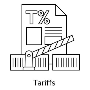 Economic trade barrier and import tax percentage concept icon with editable stroke