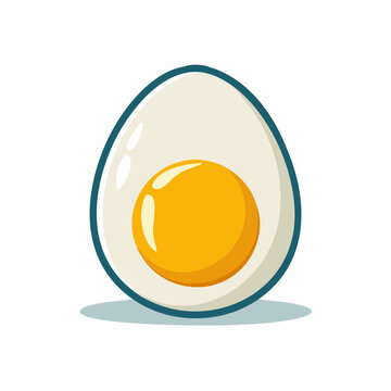 Cartoon illustration of a halved hard-boiled egg
