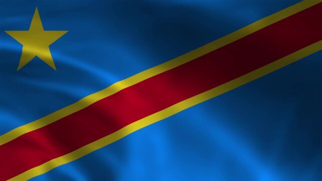 Democratic Republic of the Congo Flag Animation 4K Waving National Flag Background Loop HD Congolese Banner Motion Graphics