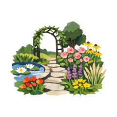 Fototapeta premium PNG Colorful garden path illustration