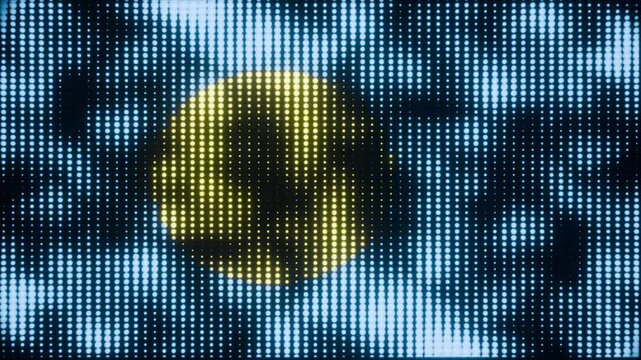 Abstract animated background with dot matrix pattern revealing the flag of Palau