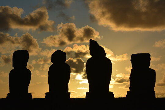 Moai Statues and Volcanic Landscapes of Rapa Nui, Chile