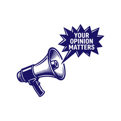 Fototapeta premium Megaphone with your opinion matters speech bubble on beige background for business feedback and survey