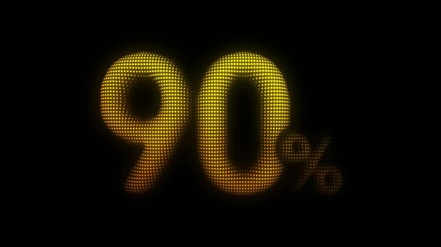 Golden 90% Off Particle Animation on Dark Background, Glowing Dot Grid Vertical Scanning Animation Motion Graphics Seamless Loop, 4K