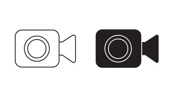 Minimal Video Camera Line Icon for Filming, Recording and Content Production