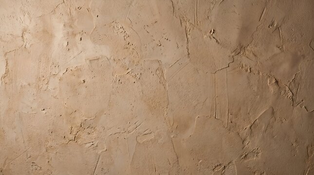 Textured Raw Plaster Surface with Handcrafted Imprints, Natural Beige Tones, Rustic Wall Background